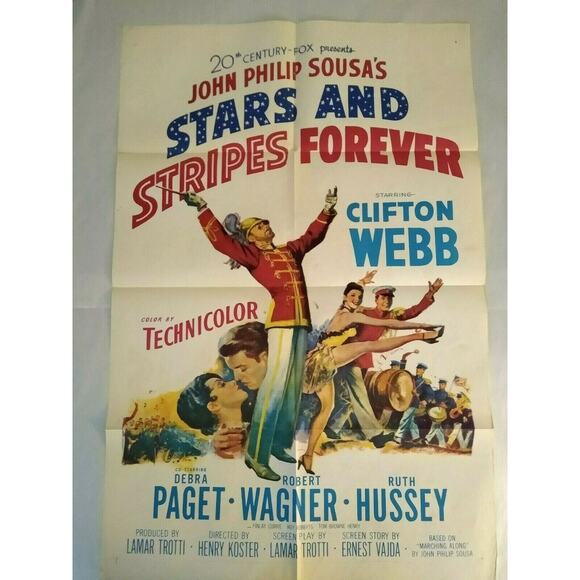 Stars And Stripes Forever Movie Poster 1953 Original Vintage 41" x 27" Folded - Picture 2 of 11